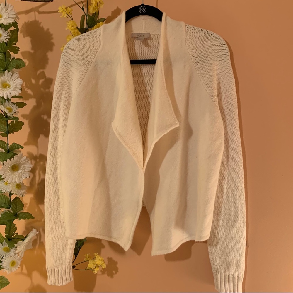 Loft white open cardigan